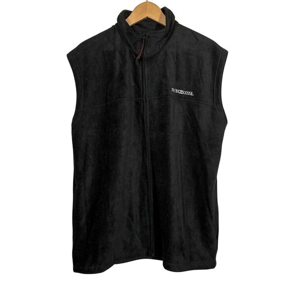 Winchester Sporting Fleece Vest Outdoor Casual Black Hunting Hiking - L - Picture 1 of 7